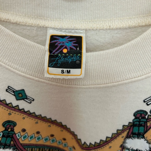 Vintage 1993 Lifestyles Wyoming Native American SouthWestern Sweatshirt Sz Small - Picture 3 of 6
